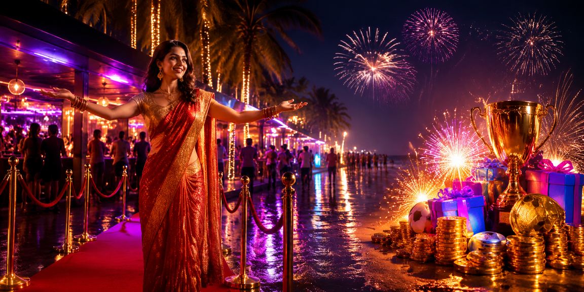 Teen Patti players enjoying the game on mobile in Goa festive setting