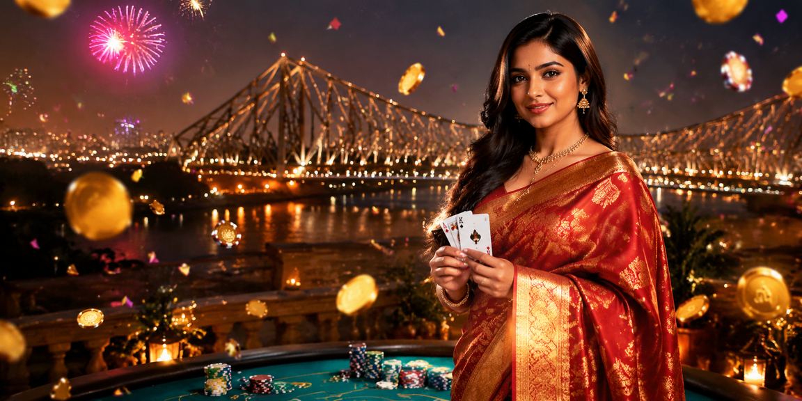 Kolkata player engaged in online poker in traditional dress